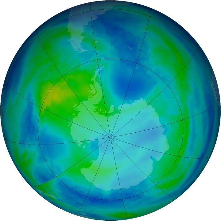 Antarctic ozone map for 20 May 1993